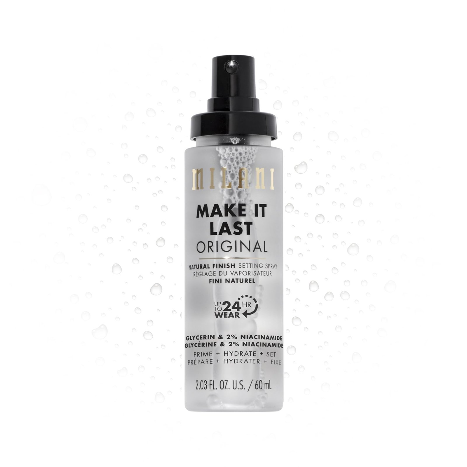 Milani Setting Spray + Primer, Make It Last Original – Natural Finish with Niacinamide for Hydration, Setting Spray for Makeup and Face Primer, 3-i…