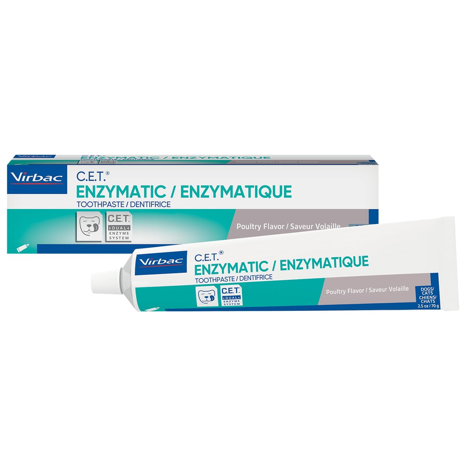 Virbac C.E.T.® Enzymatic Toothpaste| Tartar & Plaque Control for Fresh Breath | Pet Dental Care Toothpaste | Poultry Flavor, 2.5 oz