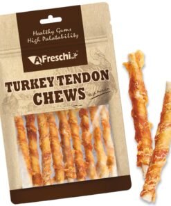 A Freschi srl Turkey Tendons for Dogs, USA-Sourced, Healthy Dog Treats, Rawhide-Free Puppy Chews, All Natural, Hypoallergenic Dog Treats, Turkey Te...