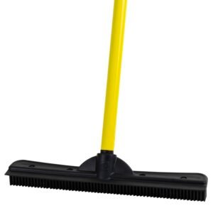 FURemover Original Pet Hair Rubber Broom with Squeegee, with 58″ Telescopic Handle for Carpet, Tile and Hardwood