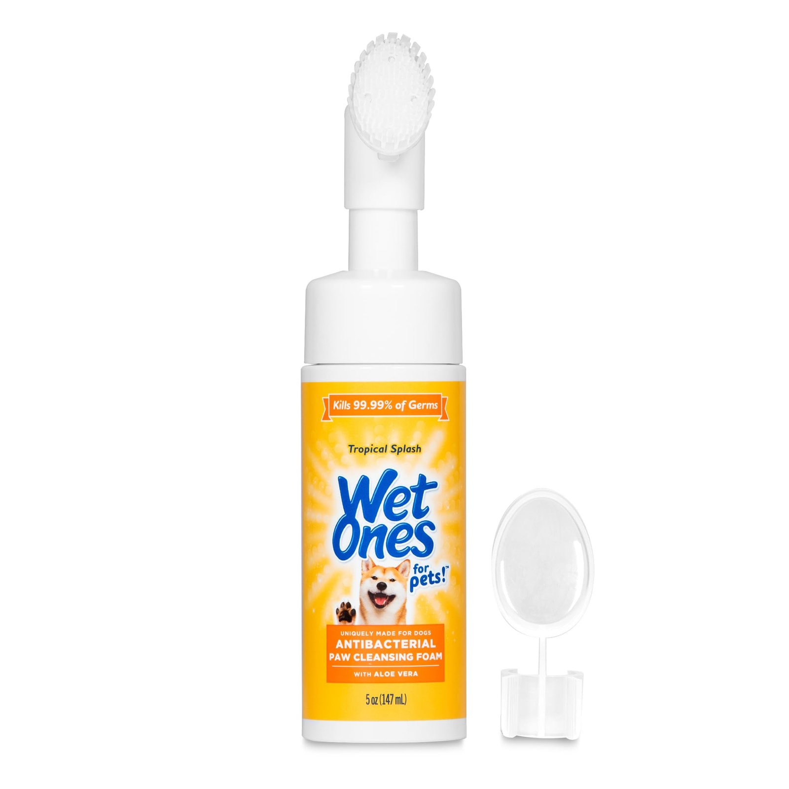 Wet Ones for Pets Antibacterial Dog Paw Cleaner with Built-in Brush, Foaming No-Rinse Formula for Cleaning Dirty Paws After Walks, Gentle Everyday …