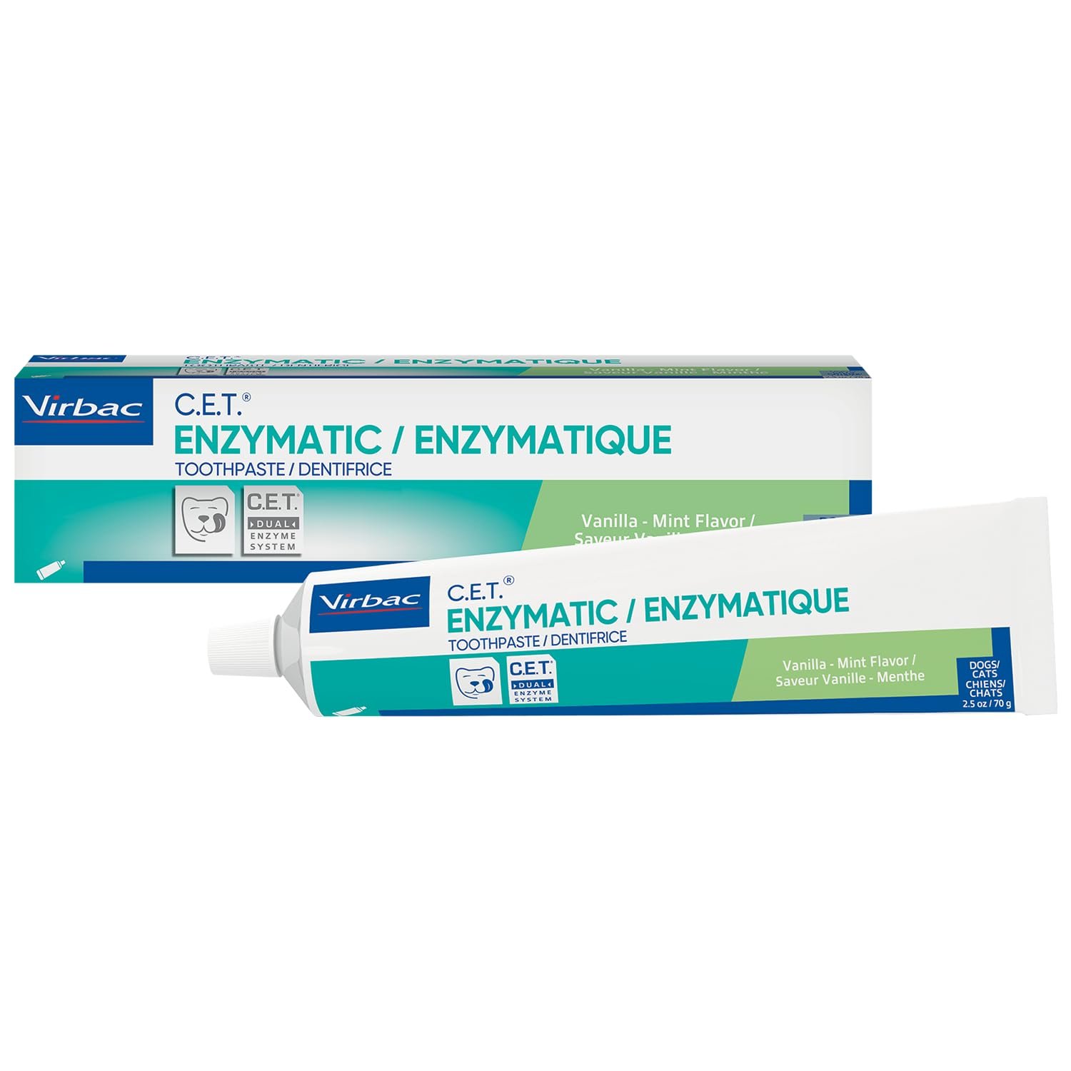 Virbac C.E.T.® Enzymatic Toothpaste| Tartar & Plaque Control for Fresh Breath | Pet Dental Care Toothpaste |Vanilla Mint Flavor, 2.5 oz