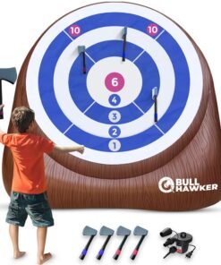 Swooc Games® - Bull Hawker™ | Giant Axe Darts (Over 6ft Tall) w/ 15+ Games | Axe Throwing Game for Backyard w/Air Pump | Outdoor Games for Adults a...
