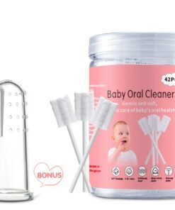 EASICUTI Baby Tongue Cleaner, 42Pcs Disposable Infant Toothbrush, Gauze Gum Cleaner Baby Oral Cleaning Stick Dental Care for 0-36 Months + Free 1 F...