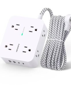 Surge Protector Power Strip - HANYCONY 8 Outlets 4 USB (2 USB C) Charging Ports, Multi Plug Outlet Extender, 5Ft Braided Extension Cord, Flat Plug ...