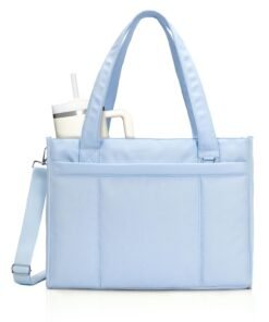 Tote Bag for Women, 15.6 Inch Laptop Purse with Cup Holder, Puffer Crossbody Work Handbag for Travel Nurse College | Multi-Pockets, Detachable Stra...