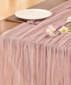 Socomi Pink Cheesecloth Table Runner Easter Spring Boho Rustic Gauze Dusty Pink Farmhouse 120 inch 10FT Cheese Cloth Runner for Wedding Party Baby ...