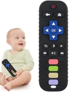 Chuya Baby Teether Toy Chew Toys for Babies 3-24 Months TV Remote Control Shape Teething Relief for Infants (Black)