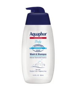 Aquaphor Baby Wash and Shampoo - Mild, Tear-free 2-in-1 Solution for Baby’s Sensitive Skin - 16.9 fl. oz. Pump
