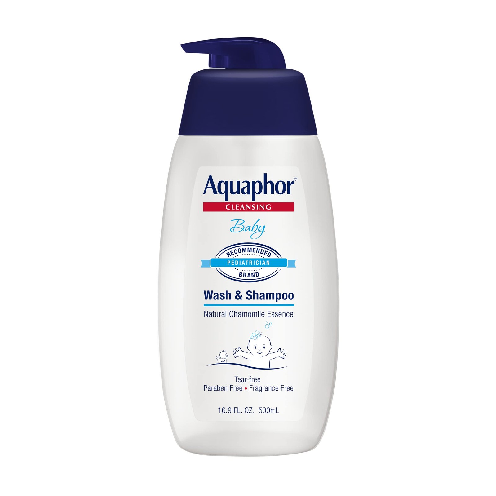 Aquaphor Baby Wash and Shampoo – Mild, Tear-free 2-in-1 Solution for Baby’s Sensitive Skin – 16.9 fl. oz. Pump