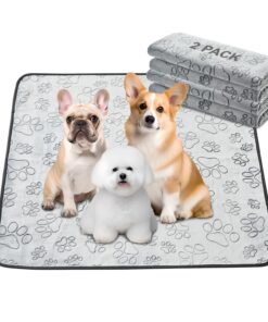 Qeils Reusable Puppy Pads, 2 Pack Washable Pee Pads for Dogs, Waterproof Non Slip Wee Wee pad, Absorbent and Leakproof Training Mats for Potty, Cra...