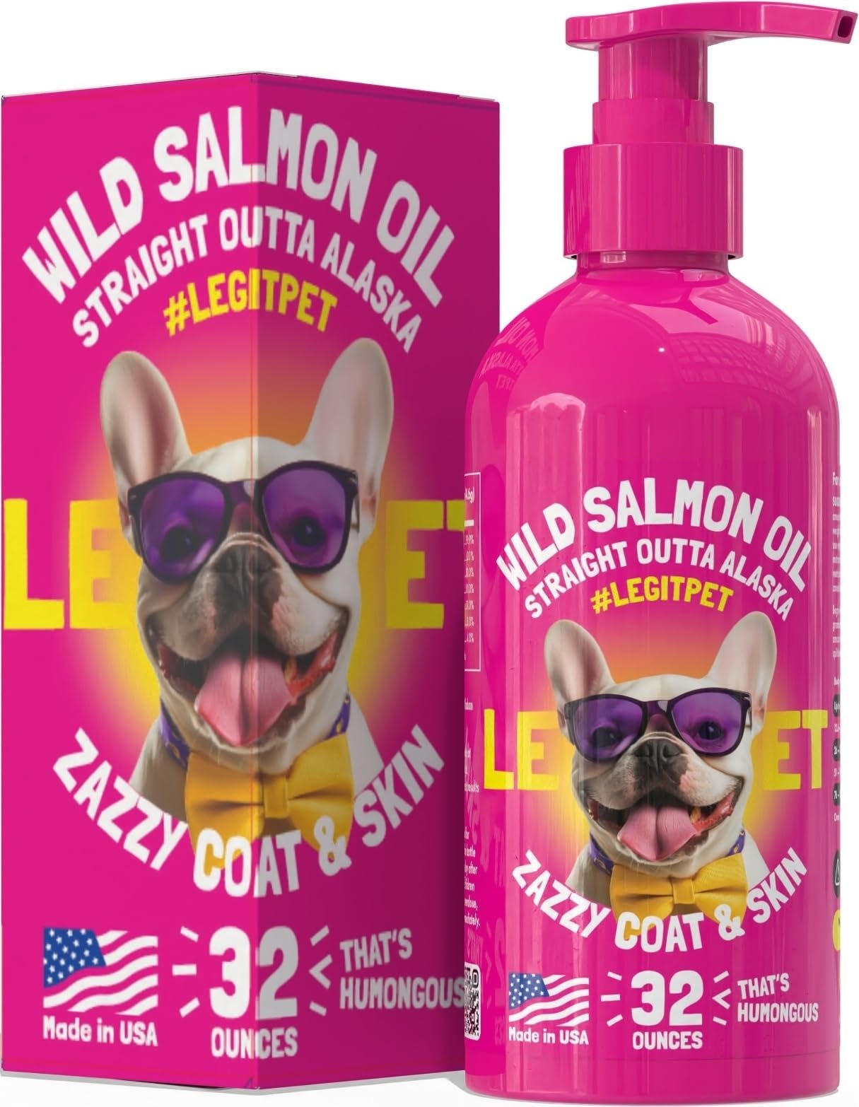 Wild Alaskan Salmon Oil for Dogs & Cats – Pure Fish Omega 3 6 9 Liquid EPA DHA Fatty Acids – Skin & Coat Supplement – Supports Joint Function, Brai…