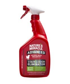 Nature’s Miracle Advanced Stain and Odor Eliminator Dog Spray, Fresh Scent, Severe Mess Enzymatic Formula for Tough Pet Messes, 32 Ounces,red