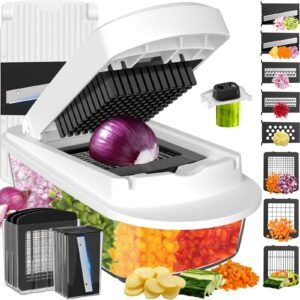 8 Blade All-in-1 Vegetable Chopper Mandoline Slicer with Container, Food Chopper, Onion Chopper, Veggie Cutter for Salad, Kitchen Gadgets Accessori…
