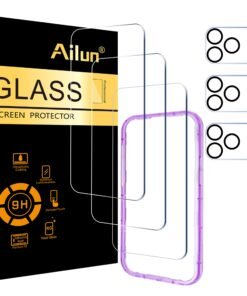 Ailun 3 Pack Screen Protector for iPhone 17 Pro Max [6.9 inch] + 3 Pack Camera Lens Protector with Installation Frame,Dynamic Island Compatible,Cas...