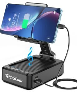 TechGlow Foldable Cellphone Stand with Bluetooth Speaker and Charging Function Birthday Gifts for Men Women Mother Father Boy Girl Teens Cool Tech ...