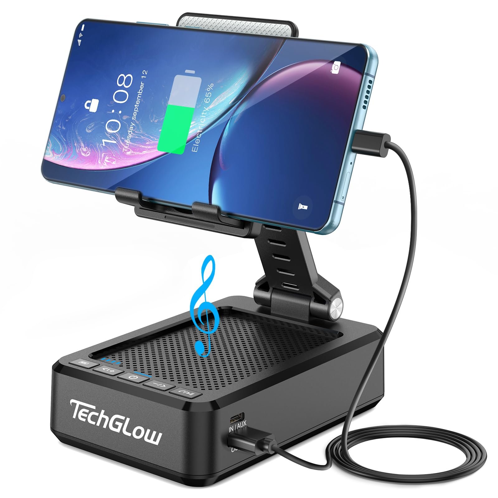 TechGlow Foldable Cellphone Stand with Bluetooth Speaker and Charging Function Birthday Gifts for Men Women Mother Father Boy Girl Teens Cool Tech …