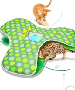 Interactive Cat Toys Rechargeable,Moving Concealed Feathers,Real Mouse Squeaky,Touch Activated Cat Kitten Toy Exercise Toys for Indoor Bored Adult ...