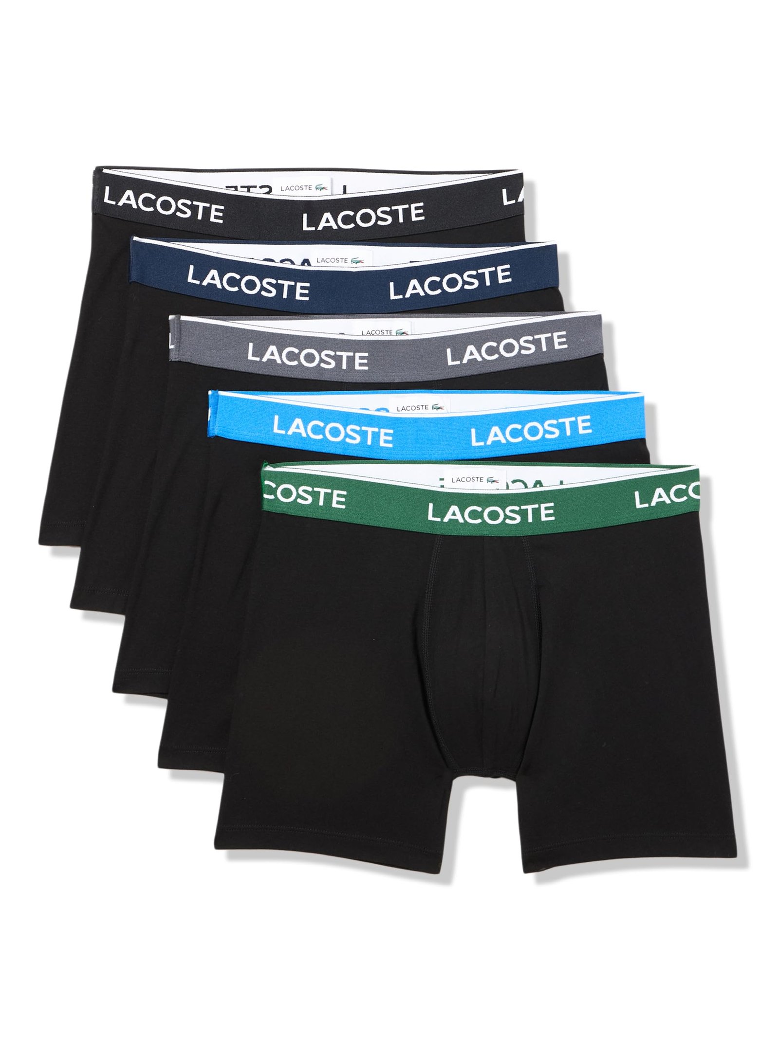 Lacoste Men’s Cotton Stretch Essentials Boxer Briefs, 5-pack (Amazon Exclusives)