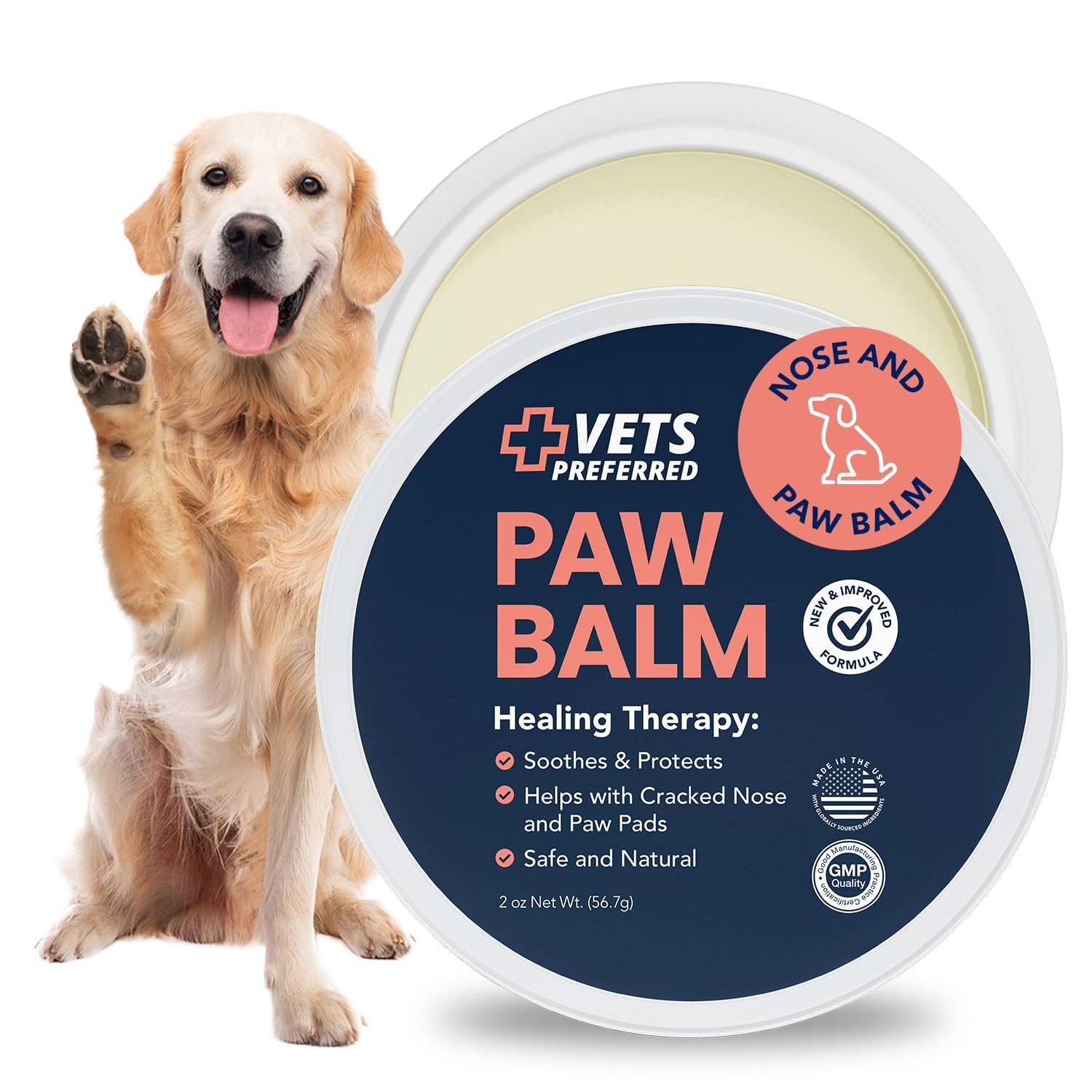 Vets Preferred Paw Balm Pad Protector for Dogs – Dog Paw Balm Soother – Heals, Repairs and Moisturizes Dry Noses and Paws – Ideal for Extreme Weath…
