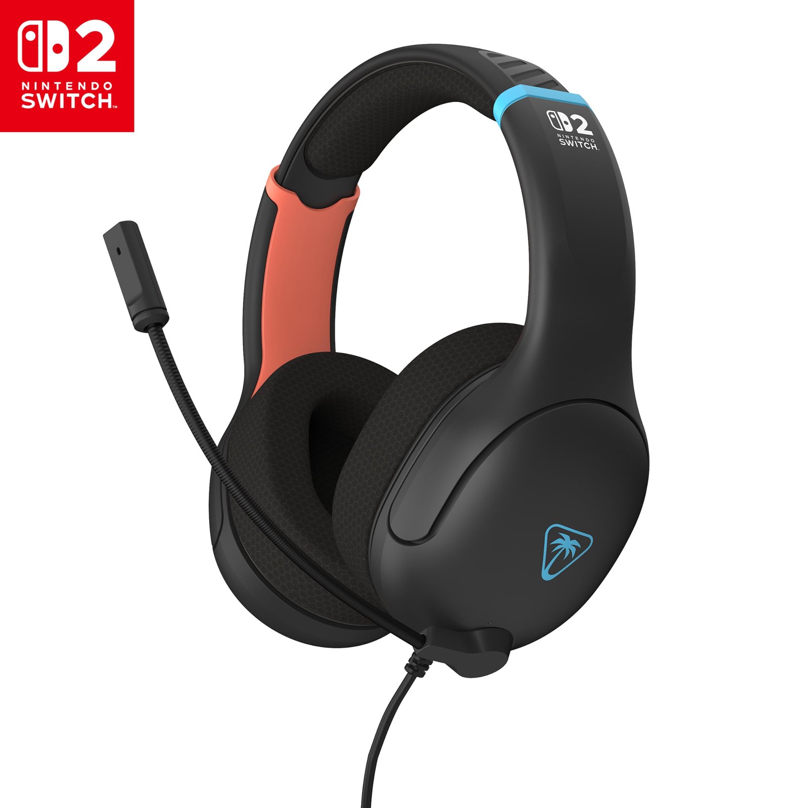 Turtle Beach Airlite Fit Wired Gaming Headset โ Officially Licensed for Nintendo Switch 2, Nintendo Switch, Durable, Lightweight, Charcoal Blue/Red