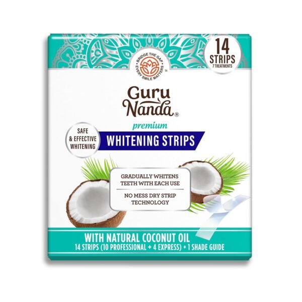 GuruNanda Teeth Whitening Strips – 7-Day Treatment with Non-Slip, Dry Strip Technology – Whitening Designed with Care for a Brighter Smile