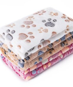 1 Pack 3 Blankets Super Soft Fluffy Premium Fleece Pet Blanket Flannel Paw Printed Throw for Dog Puppy Cat (Small 23x16'', Brown, Pink, White)