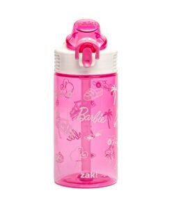 Zak Designs Barbie Sage Water Bottle For School or Travel, 16oz Durable Plastic Water Bottle With Straw, Handle, and Leak-Proof, Pop-Up Spout Cover...