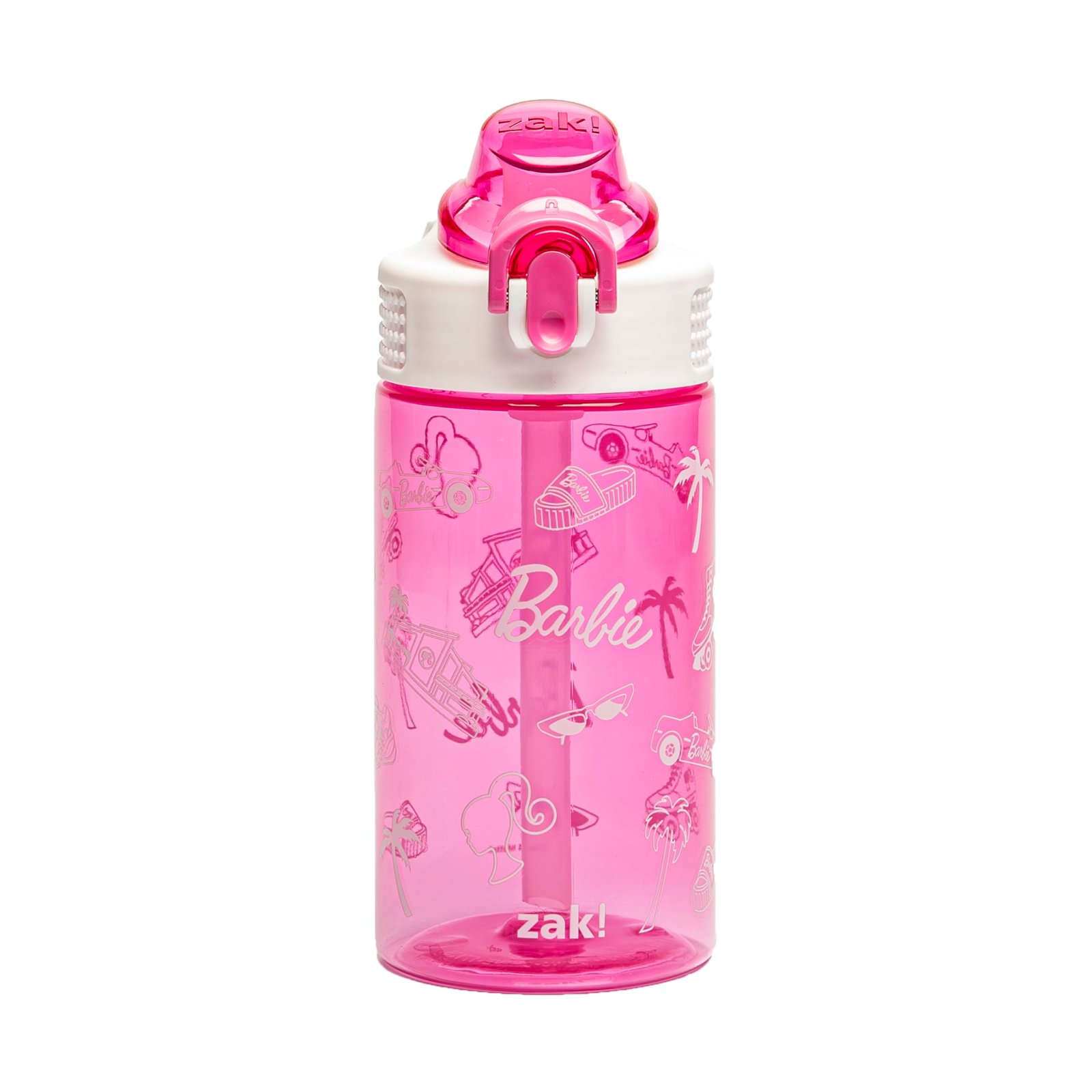 Zak Designs Barbie Sage Water Bottle For School or Travel, 16oz Durable Plastic Water Bottle With Straw, Handle, and Leak-Proof, Pop-Up Spout Cover…