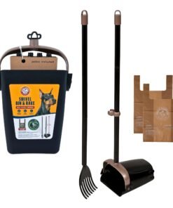 Arm & Hammer Dog Pooper Scooper Swivel Bin & Rake, Poop Scoop for Dogs, Black (2 Heavy Duty Scented Waste Bags Included)