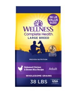 Wellness Complete Health Dry Dog Food, Large Breed, Wholesome Grains, Chicken & Brown Rice Recipe, (38-Pound Bag)
