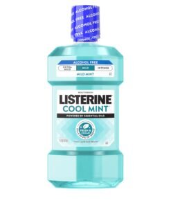 Listerine Cool Mint Alcohol-Free Mild Mouthwash, Oral Rinse Kills 99.9% of Germs That Cause Bad Breath, Less Intense Taste, Mild Mint Flavor, 1 L