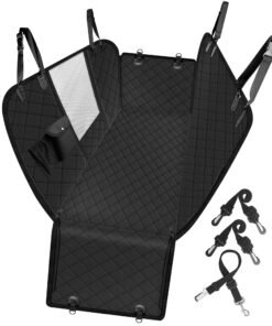 Femuar Dog Car Seat Cover with Storage Pockets Mesh Visual Window, Waterproof Nonslip , Heavy Duty Scratchproof Pet Dog Back Seat Cover Hammock for...