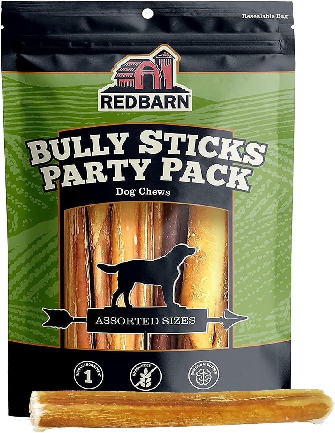 Redbarn Pet Products All Natural 5″-8″ Bully Sticks for Small & Large Dogs – Healthy Long Lasting Chews Variety Party Pack – 100% Beef Single Ingre…