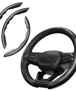3 Piece Carbon Fiber Steering Wheel Cover, Car Steering Wheel Cover for Men/Women, Anti-Slip, Comfortable Grip, Durable, Universal for 99% Car Inte...