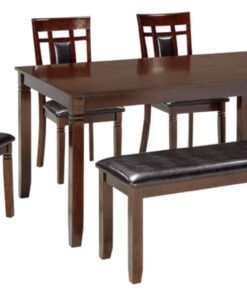 Signature Design by Ashley Bennox Dining Room Table and Chairs with Bench (Set of 6), Brown