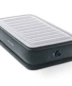 Intex 67765ED Dura-Beam Deluxe Comfort-Plush Mid-Rise Air Mattress : Fiber-Tech – Twin Size – Built-in Electric Pump – 13in Bed Height – 300lb Weig...