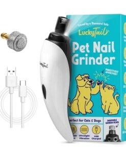 LuckyTail Pet Nail Grinder for Dogs and Cats - Super Quiet and Low Vibration Electric Dog Nail Grinder with 2 LED Lights - USB Rechargeable and Cor...