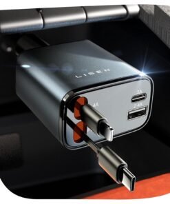 LISEN Retractable Car Charger, for Gifts for Him Her, Cars Adapter USB C Fast Charger, Car Accessories Gadgets for Men Women Travel Essentials Gift...