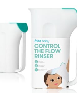 Frida Baby Control The Flow Bath Rinse Cup, Tear Free Rinser to Wash Hair and Body with Easy Grip Handle and Removable Rain Shower, Made in USA