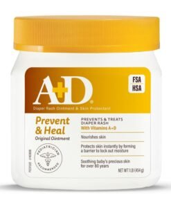 A+D Original Diaper Rash Ointment, Prevents & Protects Diaper Rash, Moisturizes & Heals Dry Skin With Vitamins A&D, 16oz Jar
