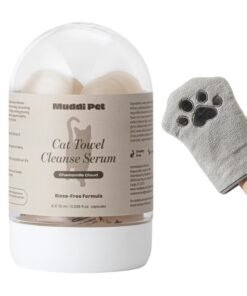 Cat Concentrated Waterless Rinse-Free Shampoo & Conditioner with Bath Mitt – Sensitive Skin, Stress & Itch Relief Gentle Leave-in Serum – 98.65% Na...