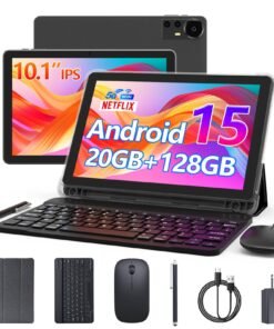Android 15 Tablet 10 Inch, 20GB RAM+128GB ROM/2TB Expandable, 2.0GHz Quad-core Processor, 1280*800 HD Screen, 5G WiFi6 BT 5.0, 2 in 1 Tablets with ...