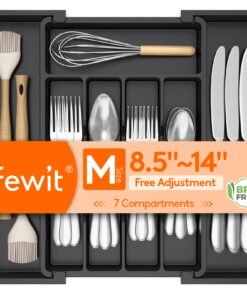 Lifewit Silverware Drawer Organizer, Expandable Utensil Tray for Kitchen, BPA Free Flatware and Cutlery Holder, Adjustable Plastic Storage for Spoo...