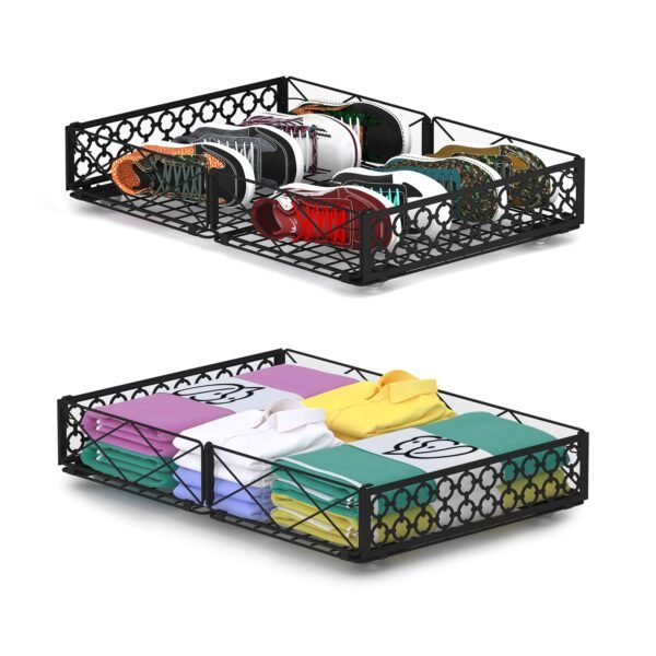 NADAMOO Under Bed Storage with Wheels, 2 Pack Rolling Under Bed Storage Containers，Foldable Metal Under the Bed Organizer Bins for Bedroom Clothes …