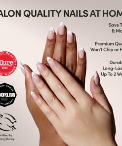 Alternative view of Glamnetic Press On Nails - MaDamn | French Tip UV Finish Short Pointed Almond Fake Nails, Salon Quality Semi-Transparent Nails in 12 Sizes - 24 Nai...