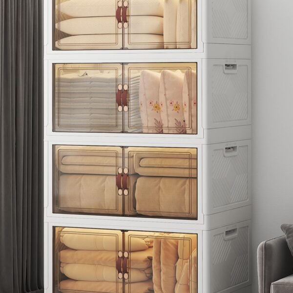 Extra Large Stackable Storage Bins with Lids & Wheels & Door, 660QT-165QT/41GAL*4Pack Foldable Collapsible Closet Organizers, Plastic Containers Dr…