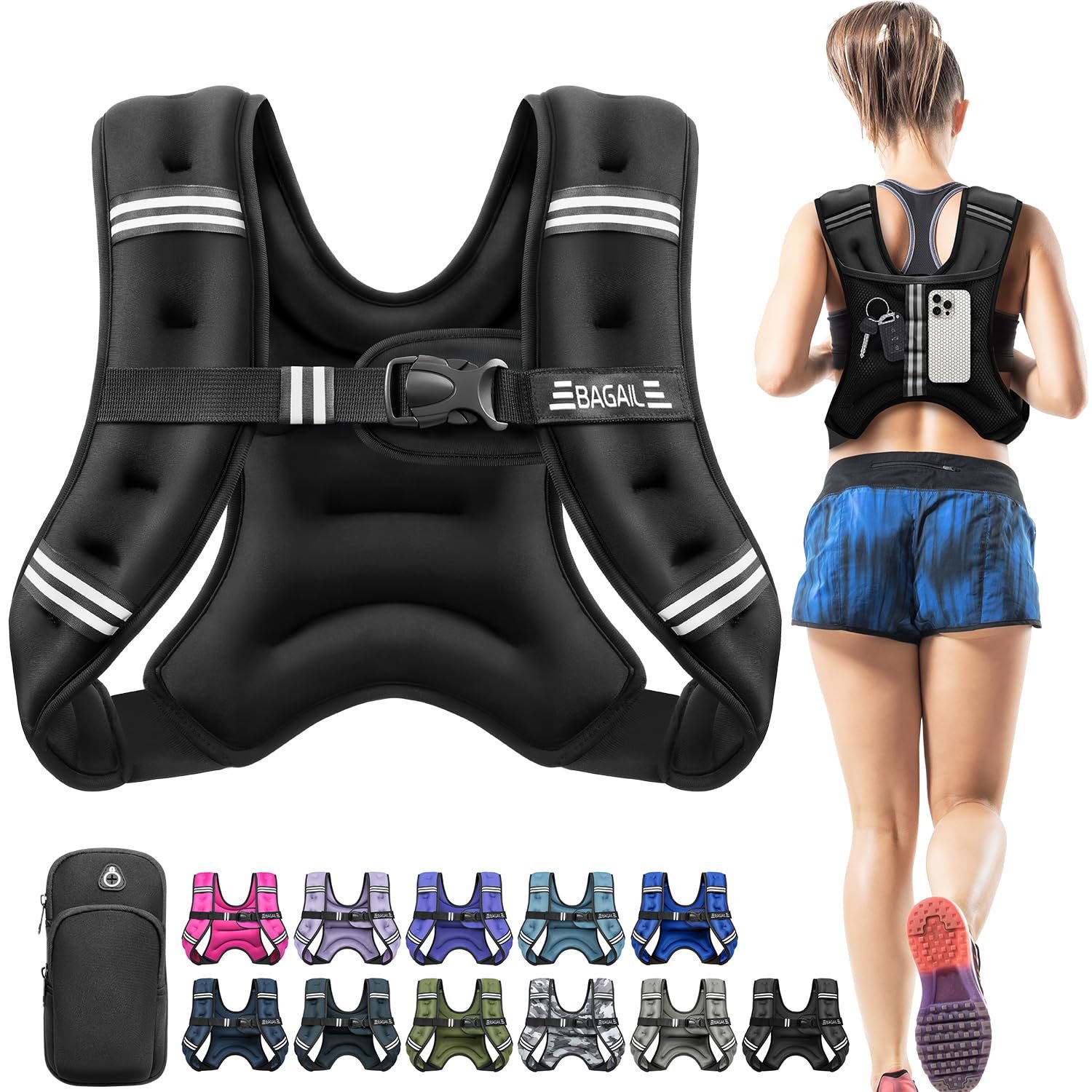 BAGAIL Comfort-Fit Weighted Vest for Woman, Even Weight Distribution, Faster Weight Loss, No-Chafe or Bounce for Walking & Running with Detachable …
