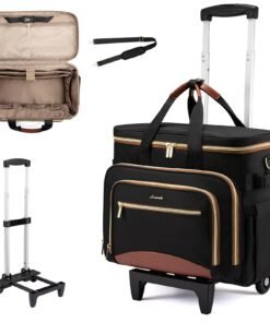 LOVEVOOK Rolling Teacher Bag with Detachable Dolly and Laptop Compartment, Large Rolling Tote Bag fits for 17.3" Laptop for Teacher Office Work Cra...
