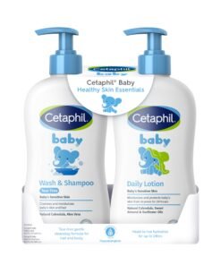 Cetaphil Baby Wash & Shampoo Plus Body Lotion, Healthy Skin Essentials, Head to Toe Hydration for up to 24 Hours, for Delicate, Sensitive Skin, 2-P...
